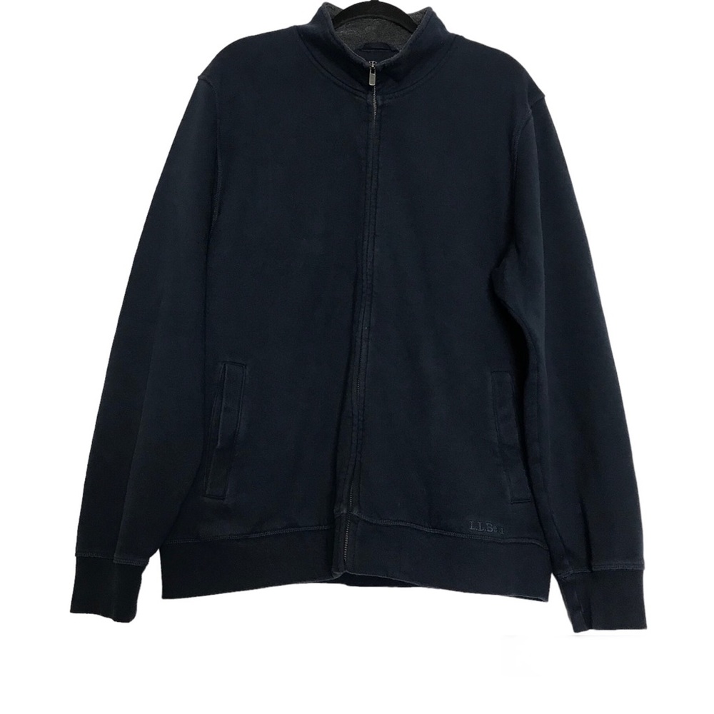 L.L Bean Mens Preppy Blue Fleece Lined Full Zip Sweater Cardigan Size L Outdoor